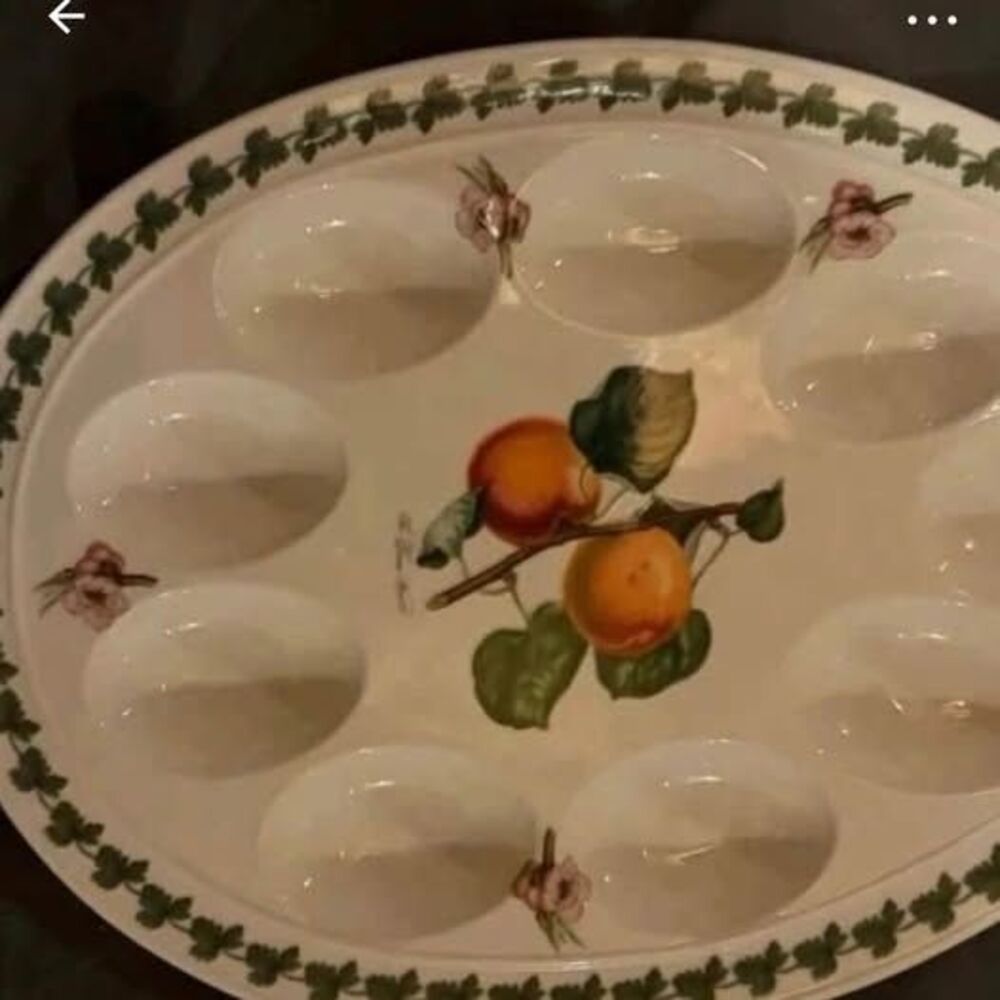 Vintage Portmeirion Pomona Deviled Egg Plate Platter Roman Apricot England